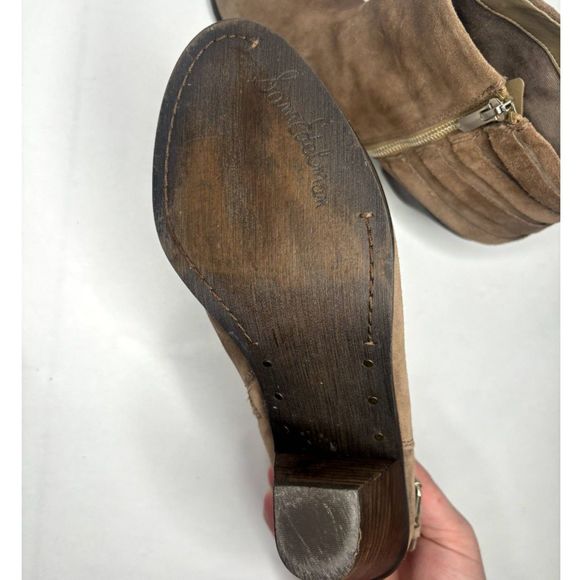 Sam Edelman Women's Lucca Suede Ankle Booties in Tan Beige - Picture 10 of 11